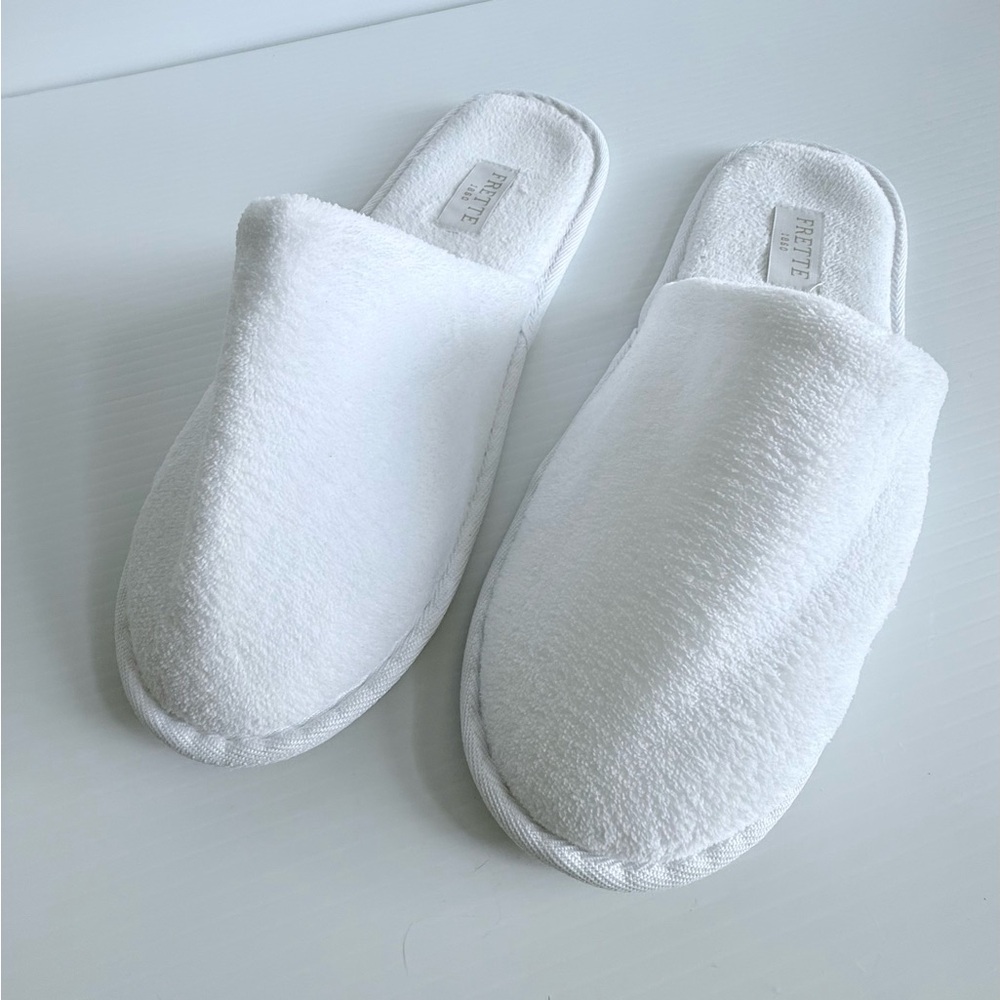 Luxury Frette 1860 White Terry Cloth Hotel Spa Bath Slippers New One Size